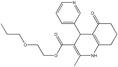 2-propoxyethyl 2-methyl-5-oxo-4-(3-pyridinyl)-1,4,5,6,7,8-hexahydro-3-quinolinecarboxylate 化学構造式