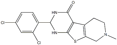 2-(2,4-dichlorophenyl)-7-methyl-2,3,5,6,7,8-hexahydropyrido[4',3':4,5]thieno[2,3-d]pyrimidin-4(1H)-one 化学構造式