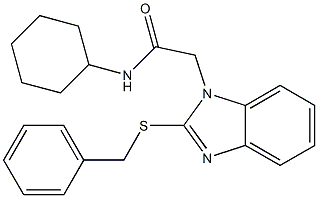 2-[2-(benzylsulfanyl)-1H-benzimidazol-1-yl]-N-cyclohexylacetamide,,结构式