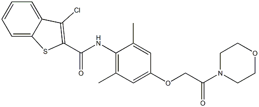 3-chloro-N-{2,6-dimethyl-4-[2-(4-morpholinyl)-2-oxoethoxy]phenyl}-1-benzothiophene-2-carboxamide 化学構造式