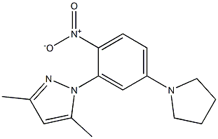 1-[2-nitro-5-(1-pyrrolidinyl)phenyl]-3,5-dimethyl-1H-pyrazole,,结构式