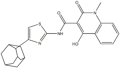 4-hydroxy-1-methyl-2-oxo-N-(4-tricyclo[3.3.1.1~3,7~]dec-2-yl-1,3-thiazol-2-yl)-1,2-dihydroquinoline-3-carboxamide 化学構造式