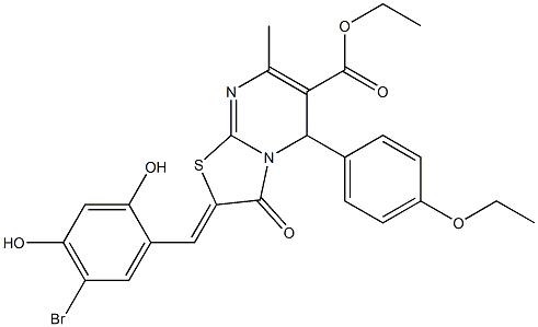 ethyl 2-(5-bromo-2,4-dihydroxybenzylidene)-5-(4-ethoxyphenyl)-7-methyl-3-oxo-2,3-dihydro-5H-[1,3]thiazolo[3,2-a]pyrimidine-6-carboxylate Structure