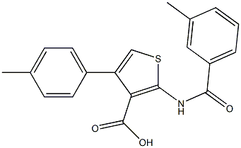 2-[(3-methylbenzoyl)amino]-4-(4-methylphenyl)-3-thiophenecarboxylic acid 结构式