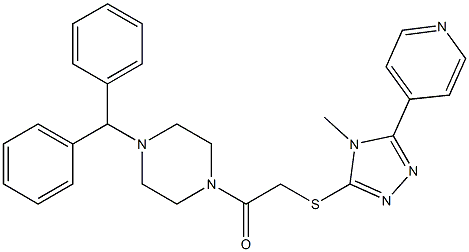 1-benzhydryl-4-({[4-methyl-5-(4-pyridinyl)-4H-1,2,4-triazol-3-yl]sulfanyl}acetyl)piperazine,,结构式