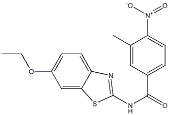 N-(6-ethoxy-1,3-benzothiazol-2-yl)-4-nitro-3-methylbenzamide 化学構造式