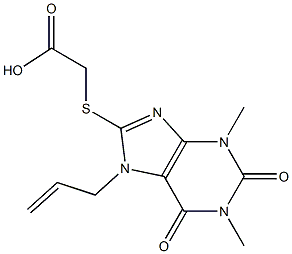 [(7-allyl-1,3-dimethyl-2,6-dioxo-2,3,6,7-tetrahydro-1H-purin-8-yl)thio]acetic acid 化学構造式