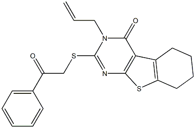 3-allyl-2-[(2-oxo-2-phenylethyl)sulfanyl]-5,6,7,8-tetrahydro[1]benzothieno[2,3-d]pyrimidin-4(3H)-one Structure