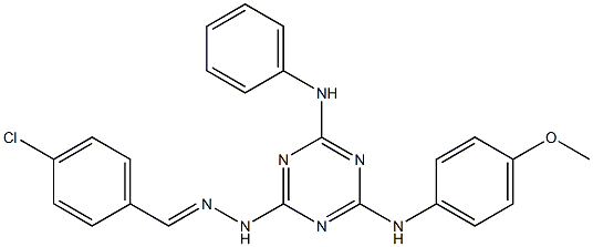 4-chlorobenzaldehyde [4-anilino-6-(4-methoxyanilino)-1,3,5-triazin-2-yl]hydrazone 化学構造式