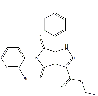 ethyl 5-(2-bromophenyl)-6a-(4-methylphenyl)-4,6-dioxo-1,3a,4,5,6,6a-hexahydropyrrolo[3,4-c]pyrazole-3-carboxylate 结构式