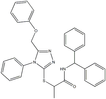 N-benzhydryl-2-{[5-(phenoxymethyl)-4-phenyl-4H-1,2,4-triazol-3-yl]sulfanyl}propanamide Structure