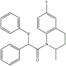 2-(6-fluoro-2-methyl-3,4-dihydroquinolin-1(2H)-yl)-2-oxo-1-phenylethyl phenyl sulfide Struktur