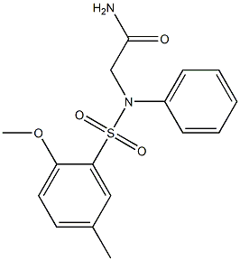 2-{[(2-methoxy-5-methylphenyl)sulfonyl]anilino}acetamide,,结构式