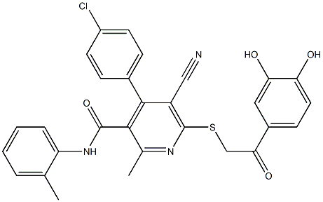 4-(4-chlorophenyl)-5-cyano-6-{[2-(3,4-dihydroxyphenyl)-2-oxoethyl]sulfanyl}-2-methyl-N-(2-methylphenyl)pyridine-3-carboxamide