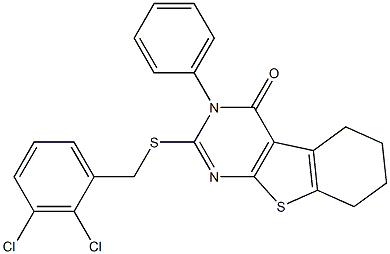 2-[(2,3-dichlorobenzyl)sulfanyl]-3-phenyl-5,6,7,8-tetrahydro[1]benzothieno[2,3-d]pyrimidin-4(3H)-one Structure