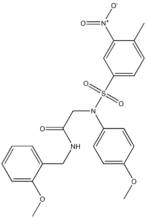 2-[({3-nitro-4-methylphenyl}sulfonyl)-4-methoxyanilino]-N-(2-methoxybenzyl)acetamide Struktur