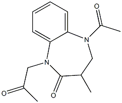 5-acetyl-3-methyl-1-(2-oxopropyl)-1,3,4,5-tetrahydro-2H-1,5-benzodiazepin-2-one Structure