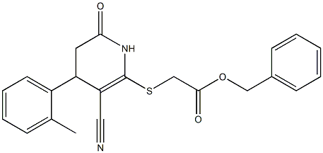benzyl {[3-cyano-4-(2-methylphenyl)-6-oxo-1,4,5,6-tetrahydro-2-pyridinyl]sulfanyl}acetate Struktur