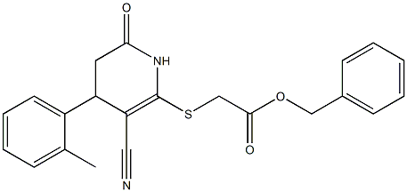 benzyl {[3-cyano-4-(2-methylphenyl)-6-oxo-1,4,5,6-tetrahydro-2-pyridinyl]sulfanyl}acetate 结构式