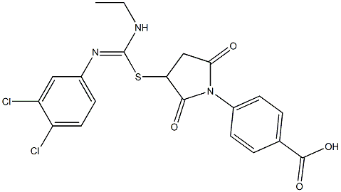 4-(3-{[[(3,4-dichlorophenyl)imino](ethylamino)methyl]sulfanyl}-2,5-dioxo-1-pyrrolidinyl)benzoic acid Structure