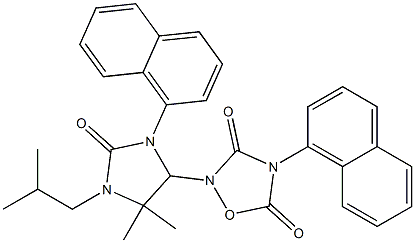 2-[1-isobutyl-5,5-dimethyl-3-(1-naphthyl)-2-oxo-4-imidazolidinyl]-4-(1-naphthyl)-1,2,4-oxadiazolidine-3,5-dione Struktur