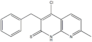 3-benzyl-4-chloro-7-methyl[1,8]naphthyridine-2(1H)-thione Struktur