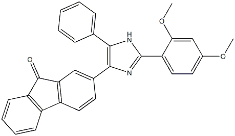 2-[2-(2,4-dimethoxyphenyl)-5-phenyl-1H-imidazol-4-yl]-9H-fluoren-9-one Struktur