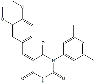 5-(3,4-dimethoxybenzylidene)-1-(3,5-dimethylphenyl)-2,4,6(1H,3H,5H)-pyrimidinetrione Structure