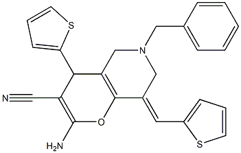 2-amino-6-benzyl-4-(2-thienyl)-8-(2-thienylmethylene)-5,6,7,8-tetrahydro-4H-pyrano[3,2-c]pyridine-3-carbonitrile