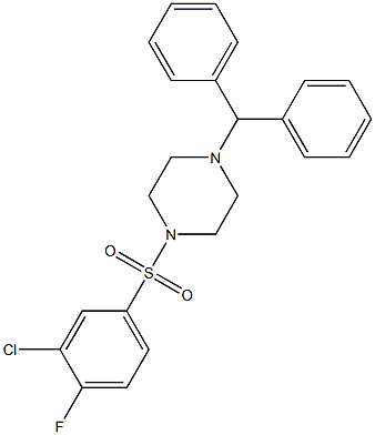 1-benzhydryl-4-[(3-chloro-4-fluorophenyl)sulfonyl]piperazine 化学構造式
