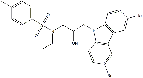N-[3-(3,6-dibromo-9H-carbazol-9-yl)-2-hydroxypropyl]-N-ethyl-4-methylbenzenesulfonamide Struktur