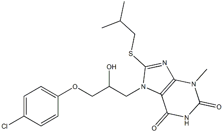 7-[3-(4-chlorophenoxy)-2-hydroxypropyl]-8-(isobutylsulfanyl)-3-methyl-3,7-dihydro-1H-purine-2,6-dione Structure