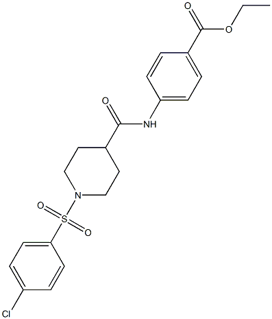 ethyl 4-[({1-[(4-chlorophenyl)sulfonyl]-4-piperidinyl}carbonyl)amino]benzoate,,结构式