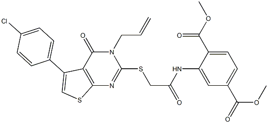  dimethyl 2-[({[3-allyl-5-(4-chlorophenyl)-4-oxo-3,4-dihydrothieno[2,3-d]pyrimidin-2-yl]sulfanyl}acetyl)amino]terephthalate