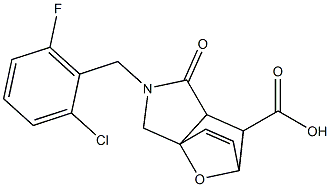 3-(2-chloro-6-fluorobenzyl)-4-oxo-10-oxa-3-azatricyclo[5.2.1.0~1,5~]dec-8-ene-6-carboxylic acid,,结构式