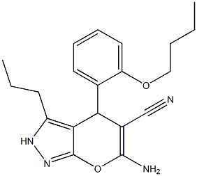 6-amino-4-[2-(butyloxy)phenyl]-3-propyl-2,4-dihydropyrano[2,3-c]pyrazole-5-carbonitrile