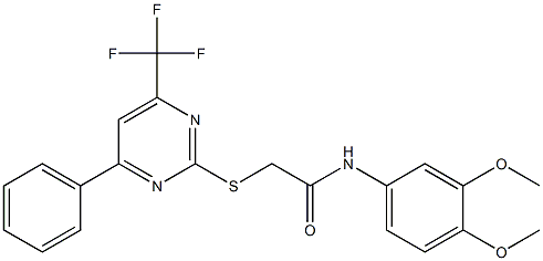 N-(3,4-dimethoxyphenyl)-2-{[4-phenyl-6-(trifluoromethyl)-2-pyrimidinyl]sulfanyl}acetamide 结构式