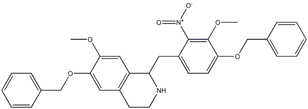 6-(benzyloxy)-1-{4-(benzyloxy)-2-nitro-3-methoxybenzyl}-7-methoxy-1,2,3,4-tetrahydroisoquinoline 化学構造式