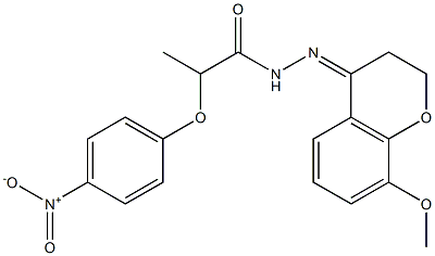 2-{4-nitrophenoxy}-N'-(8-methoxy-2,3-dihydro-4H-chromen-4-ylidene)propanohydrazide 结构式