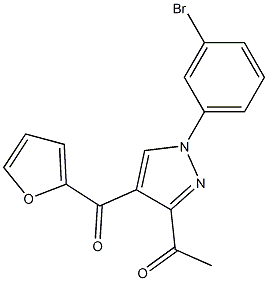1-[1-(3-bromophenyl)-4-(2-furoyl)-1H-pyrazol-3-yl]ethanone Struktur