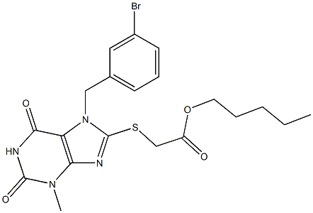 pentyl {[7-(3-bromobenzyl)-3-methyl-2,6-dioxo-2,3,6,7-tetrahydro-1H-purin-8-yl]sulfanyl}acetate Structure
