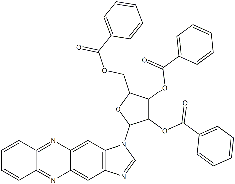 4-(benzoyloxy)-2-[(benzoyloxy)methyl]-5-(1H-imidazo[4,5-b]phenazin-1-yl)tetrahydro-3-furanyl benzoate Struktur