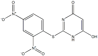 2-({2,4-bisnitrophenyl}sulfanyl)-6-hydroxy-4(1H)-pyrimidinone Struktur