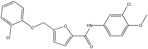 N-(3-chloro-4-methoxyphenyl)-5-[(2-chlorophenoxy)methyl]-2-furamide 化学構造式