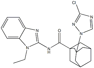 3-(3-chloro-1H-1,2,4-triazol-1-yl)-N-(1-ethyl-1H-benzimidazol-2-yl)-1-adamantanecarboxamide 化学構造式