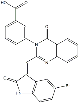 3-(2-[(5-bromo-2-oxo-1,2-dihydro-3H-indol-3-ylidene)methyl]-4-oxo-3(4H)-quinazolinyl)benzoic acid Structure