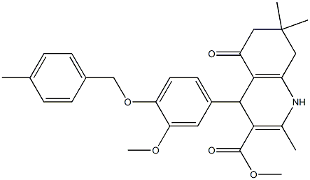 methyl 4-{3-methoxy-4-[(4-methylbenzyl)oxy]phenyl}-2,7,7-trimethyl-5-oxo-1,4,5,6,7,8-hexahydro-3-quinolinecarboxylate Structure