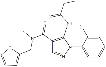 1-(2-chlorophenyl)-N-(2-furylmethyl)-N-methyl-5-(propionylamino)-1H-pyrazole-4-carboxamide 结构式