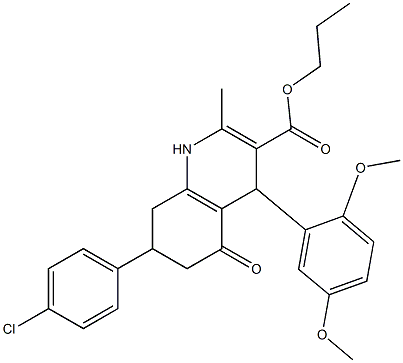 propyl 7-(4-chlorophenyl)-4-(2,5-dimethoxyphenyl)-2-methyl-5-oxo-1,4,5,6,7,8-hexahydro-3-quinolinecarboxylate Structure