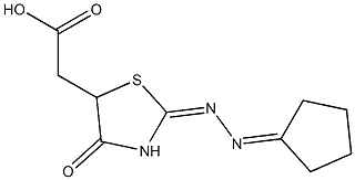 [2-(cyclopentylidenehydrazono)-4-oxo-1,3-thiazolidin-5-yl]acetic acid Struktur